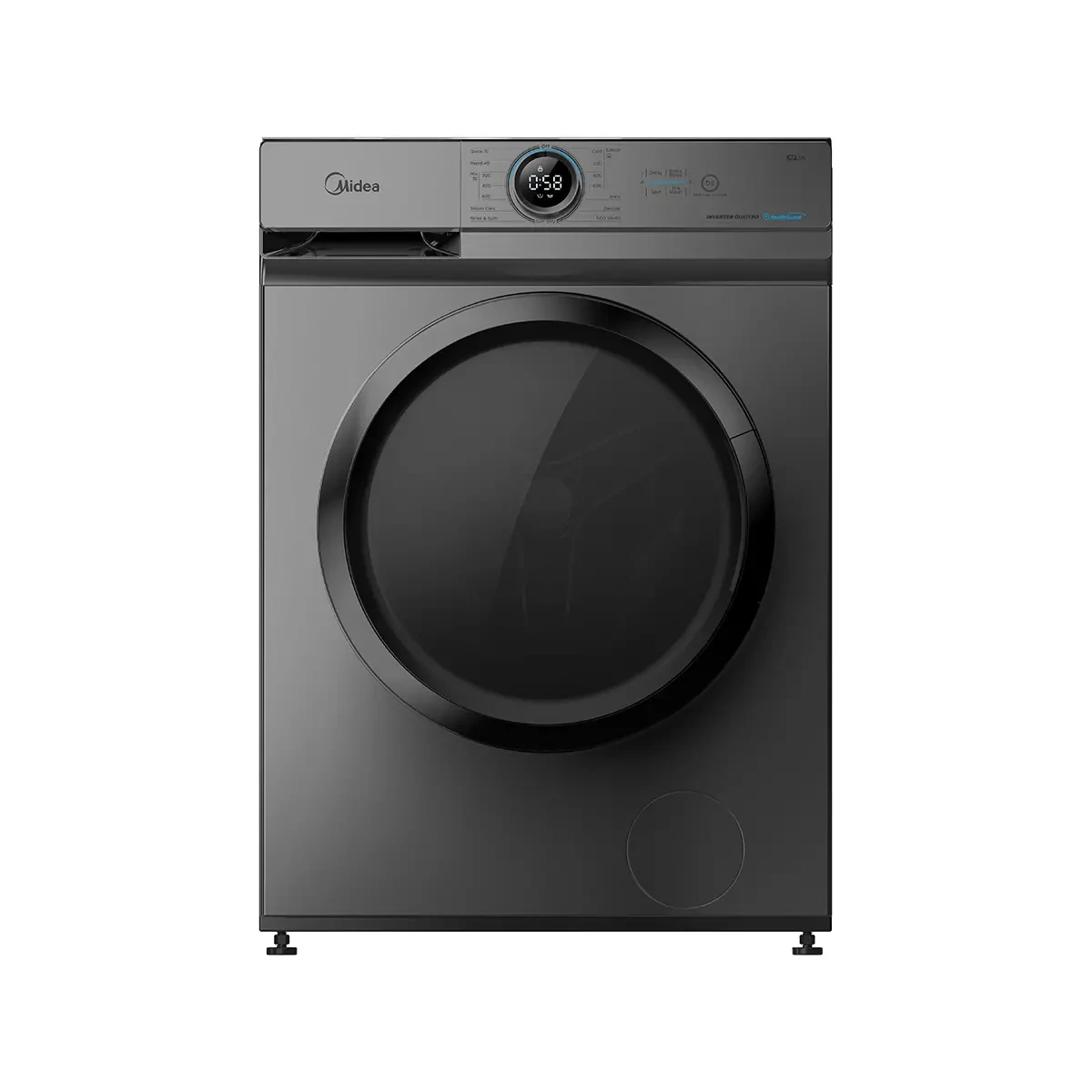 غسالة ميديا 8 كيلو ستيم 1400 لفه انفرتر اسود كود  MF100W80B